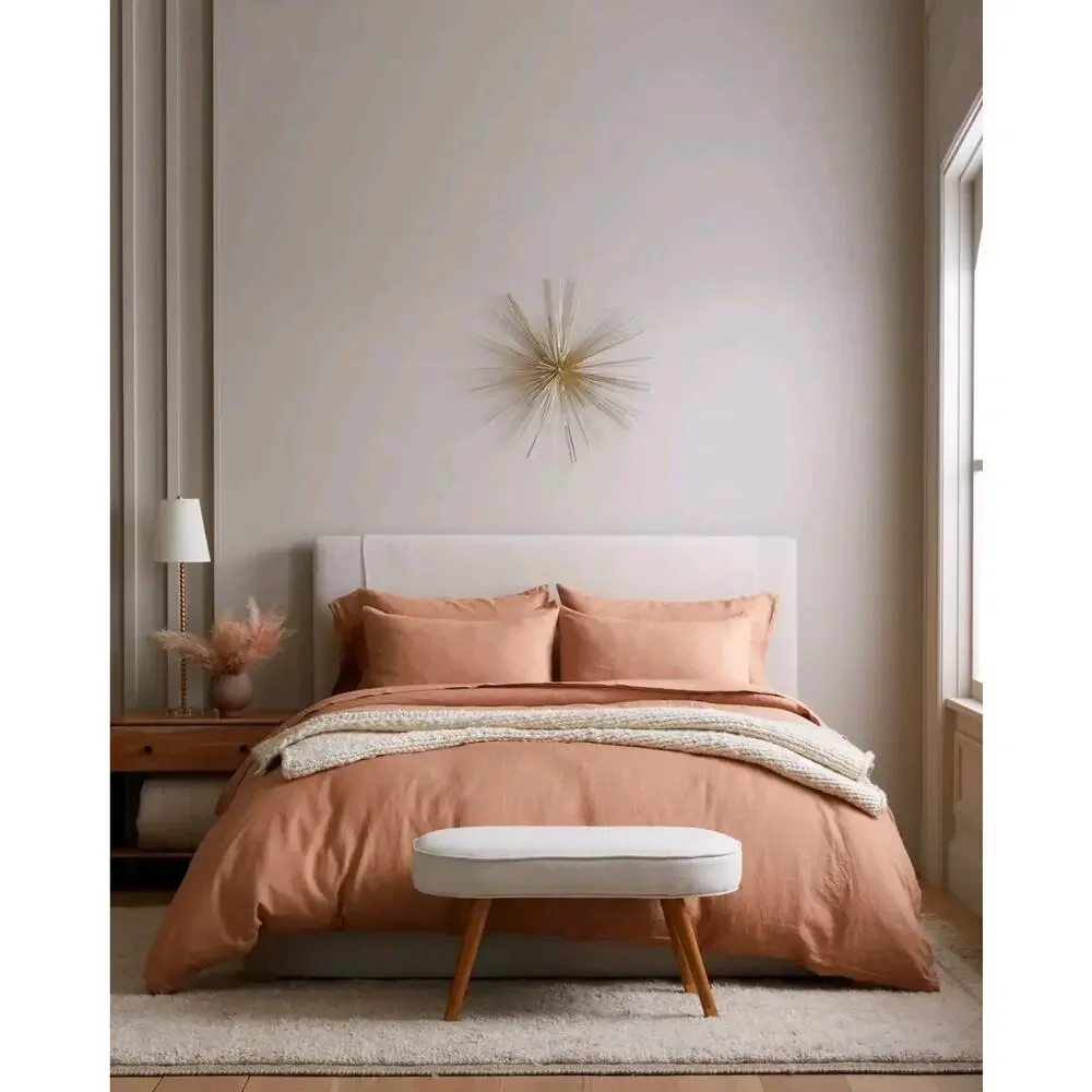 New Quince 100% European Flax Linen Duvet Cover King Cal King Desert Sunset